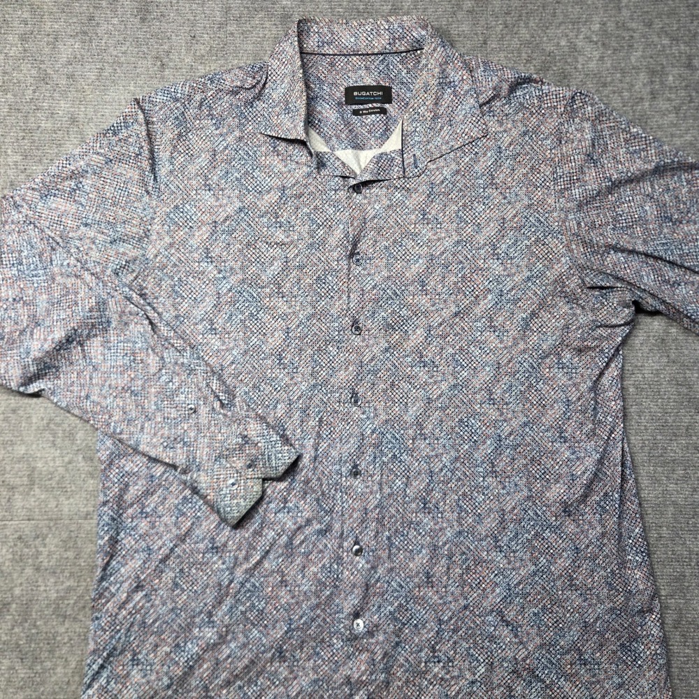 Bugatchi Mens XL OoohCotton Tech 8 Way Stretch Long Sleeve Button Down Shirt